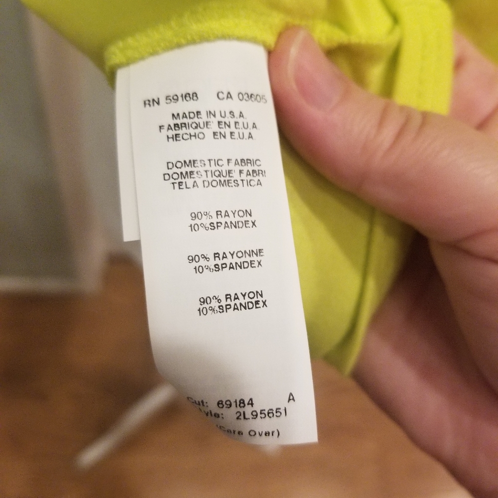 🌸Karen Kane Neon Yellow Front Knot Tie Shirt NWT - Picture 4 of 4